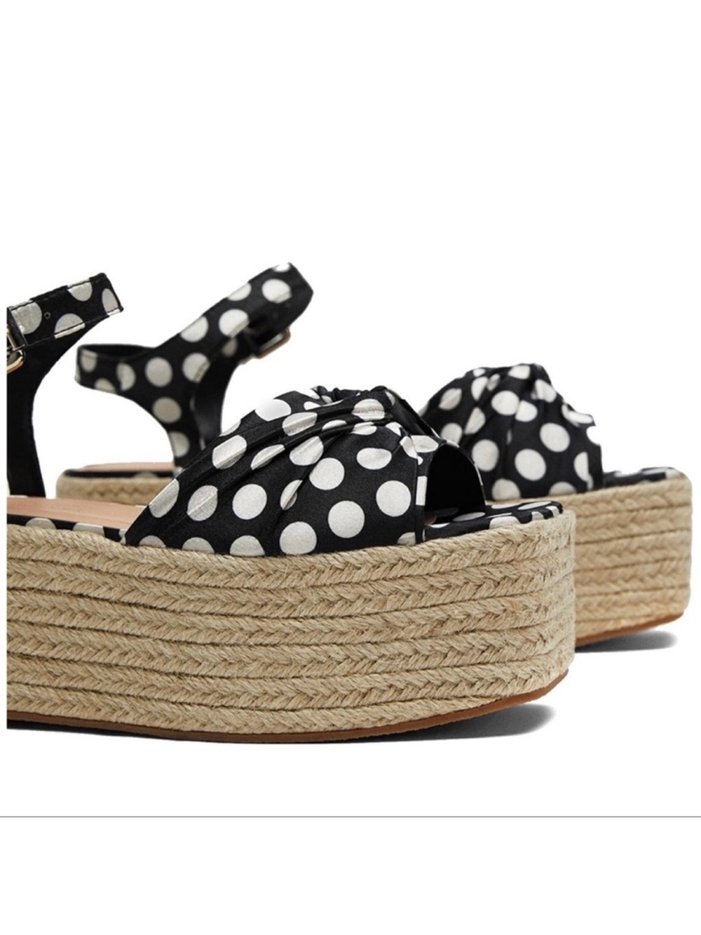 Zara Black Polka Dot Platform Espadrille Sandals - Picture 5 of 9
